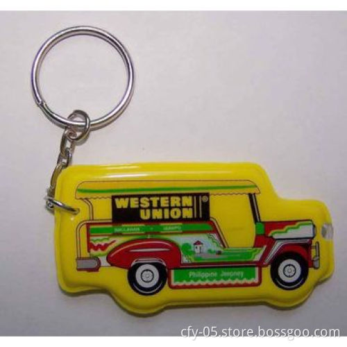 Supply plastic novelty LED promotional projection keyring torch light with customized logo